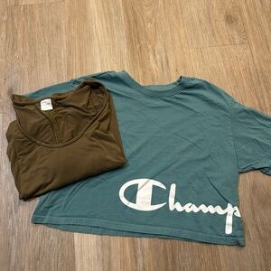 Athleisure Bundle Champion Cropped Tee + Athleta Top Size L